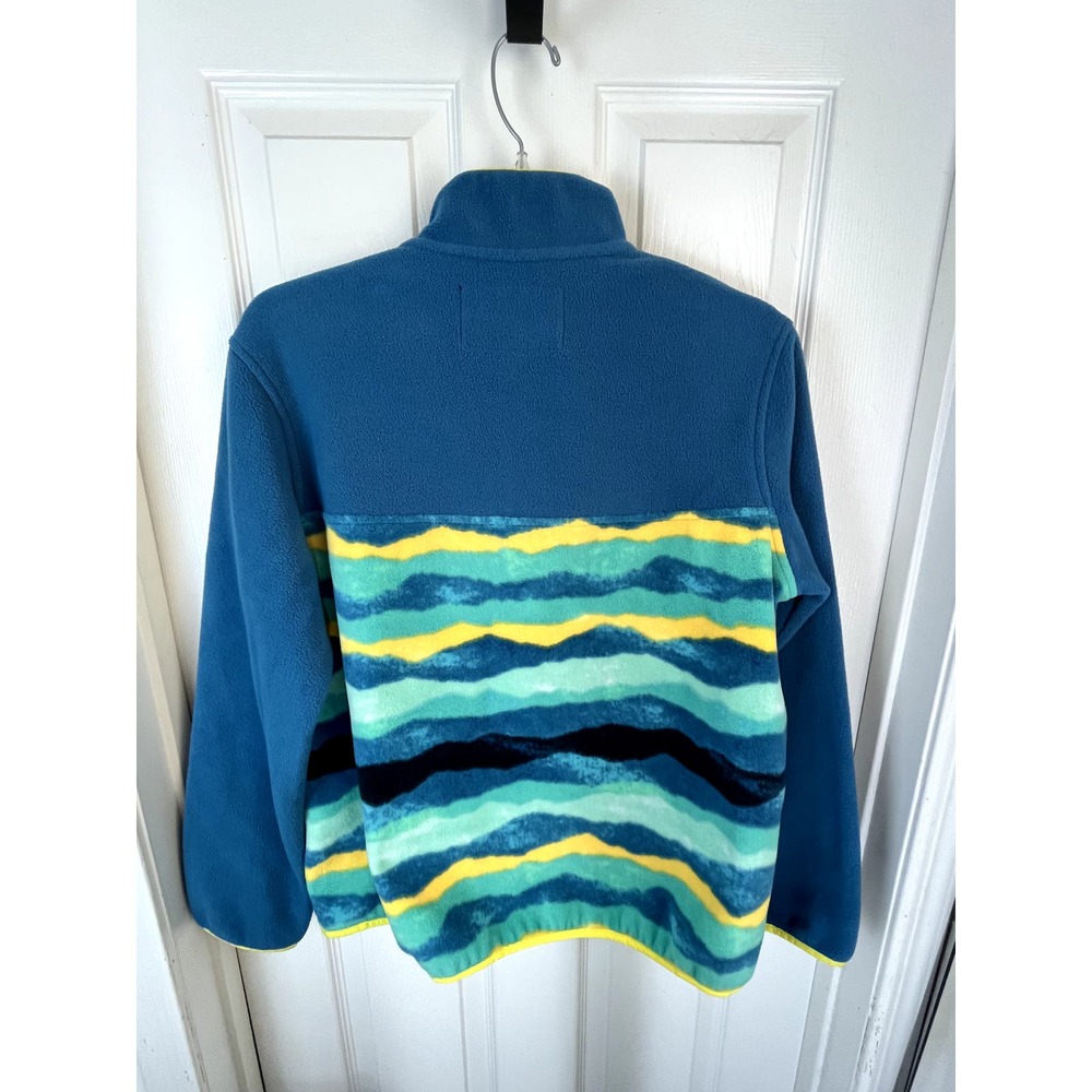 Lands' End Women's Heritage Fleece pullover in teal mountain ombre,  size M/P - Picture 5 of 11
